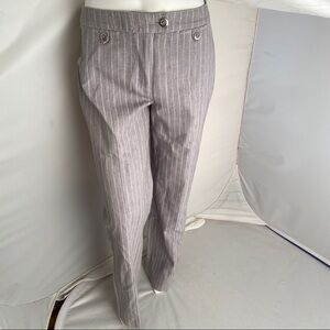 Conrad C gray and white pinstripe cotton linen pants 8